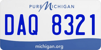 MI license plate DAQ8321