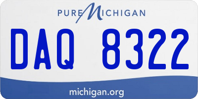 MI license plate DAQ8322