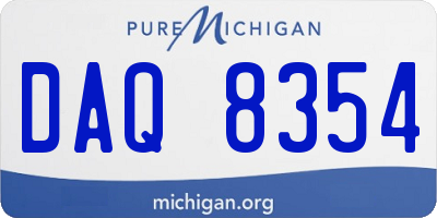 MI license plate DAQ8354