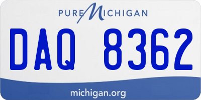 MI license plate DAQ8362