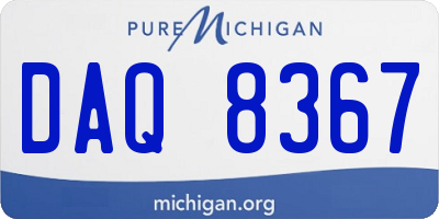 MI license plate DAQ8367