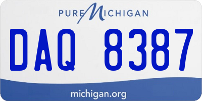 MI license plate DAQ8387