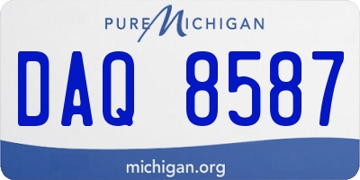 MI license plate DAQ8587