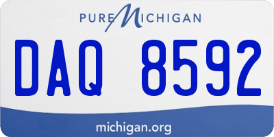 MI license plate DAQ8592