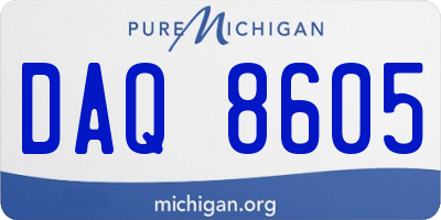 MI license plate DAQ8605