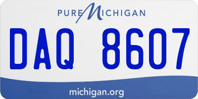 MI license plate DAQ8607