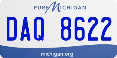 MI license plate DAQ8622