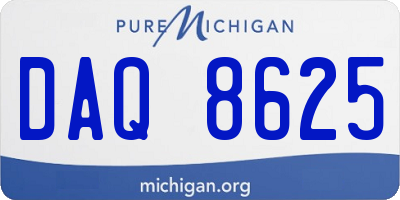 MI license plate DAQ8625
