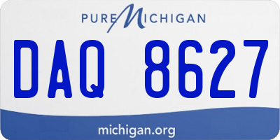 MI license plate DAQ8627