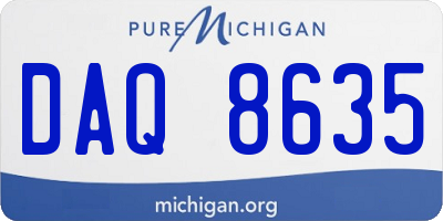 MI license plate DAQ8635
