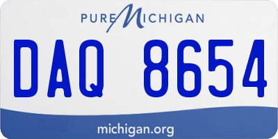 MI license plate DAQ8654