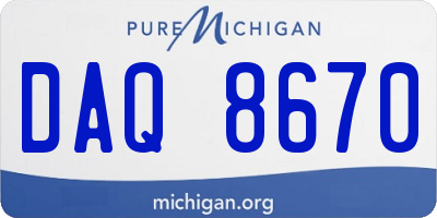 MI license plate DAQ8670