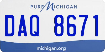 MI license plate DAQ8671