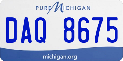 MI license plate DAQ8675
