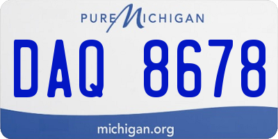 MI license plate DAQ8678