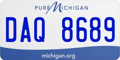 MI license plate DAQ8689