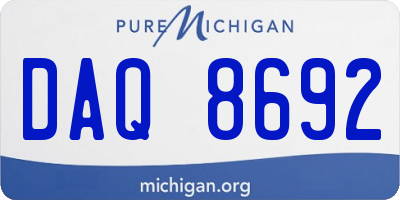 MI license plate DAQ8692