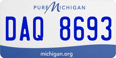 MI license plate DAQ8693