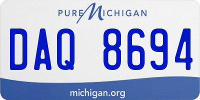 MI license plate DAQ8694