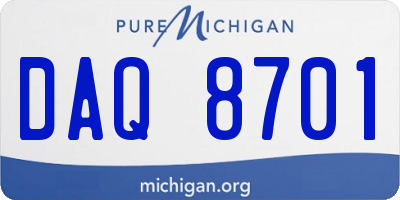 MI license plate DAQ8701