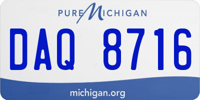 MI license plate DAQ8716