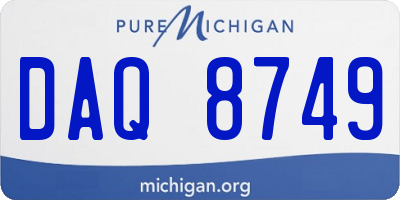 MI license plate DAQ8749