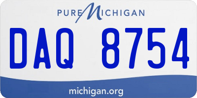 MI license plate DAQ8754