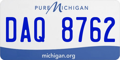 MI license plate DAQ8762