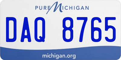 MI license plate DAQ8765
