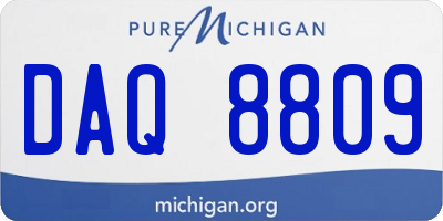 MI license plate DAQ8809
