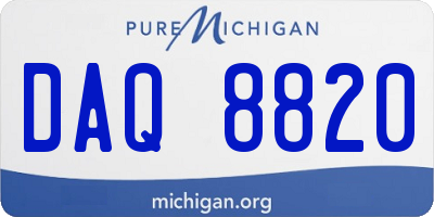 MI license plate DAQ8820