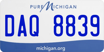 MI license plate DAQ8839
