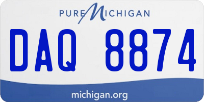 MI license plate DAQ8874