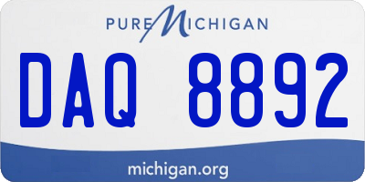 MI license plate DAQ8892
