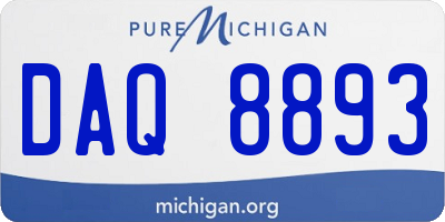 MI license plate DAQ8893