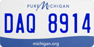 MI license plate DAQ8914