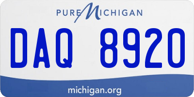MI license plate DAQ8920