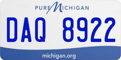 MI license plate DAQ8922