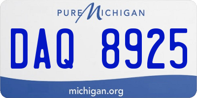 MI license plate DAQ8925