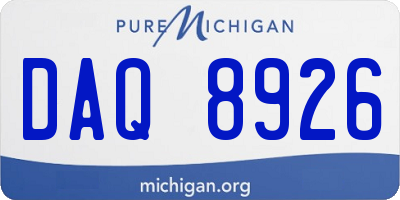 MI license plate DAQ8926