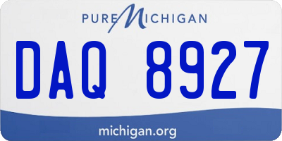 MI license plate DAQ8927