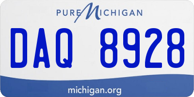 MI license plate DAQ8928