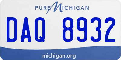 MI license plate DAQ8932