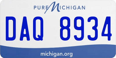 MI license plate DAQ8934