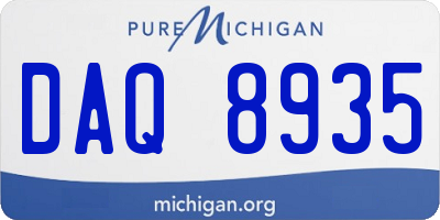 MI license plate DAQ8935