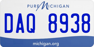 MI license plate DAQ8938