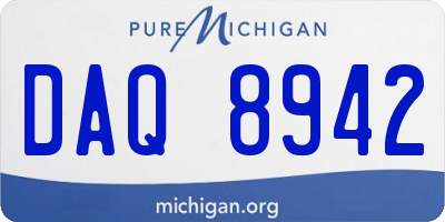 MI license plate DAQ8942