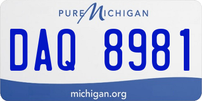 MI license plate DAQ8981