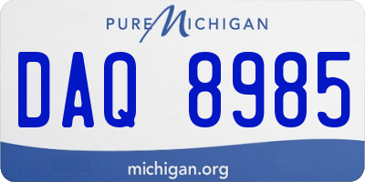 MI license plate DAQ8985