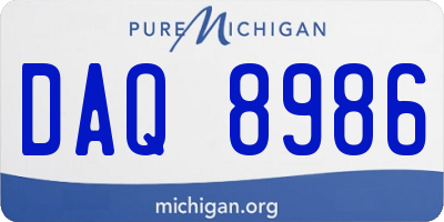 MI license plate DAQ8986